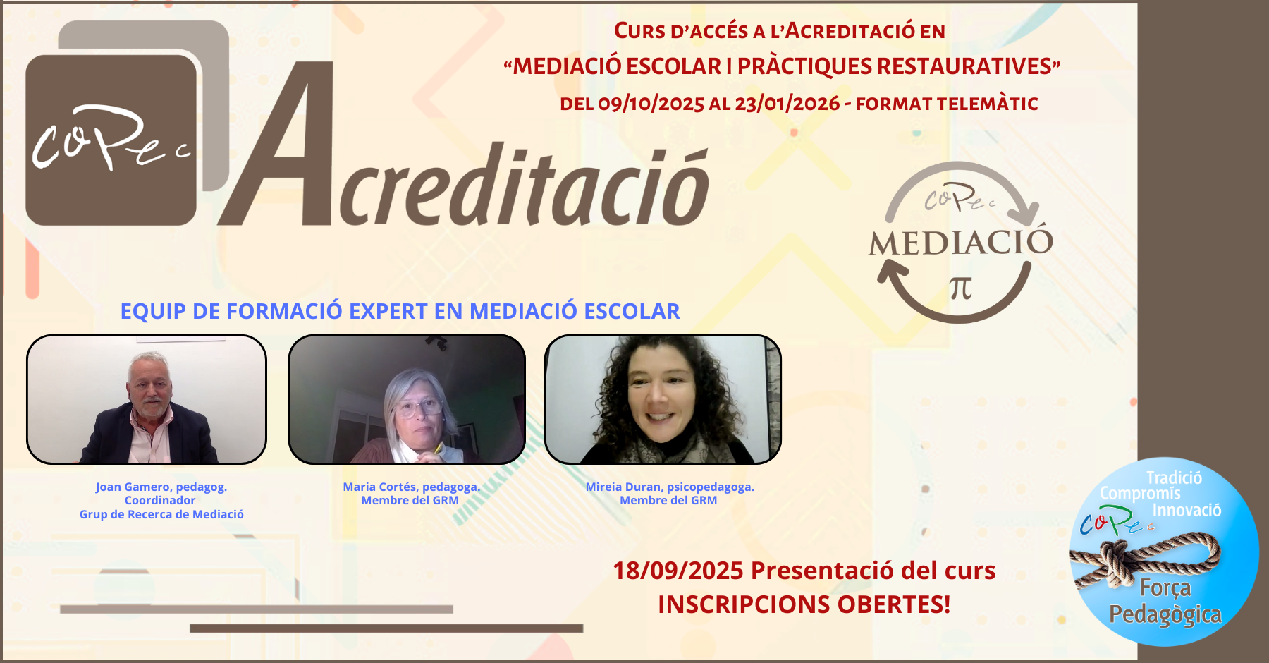 AVP - CURS «ACREDITACIÓ EN MEDIACIÓ ESCOLAR I PRÀCTIQUES RESTAURATIVES»